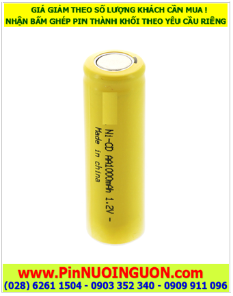 CELL NiCd AA1000mAh 1.2v, Pin sạc NiCd AA1000mAh 1.2v, Pin sạc công nghiệp đầu bằng NiCd AA1000mAh 1.2v